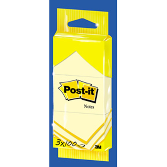 3M Post-it Klistrelapper 38x51 - Gul & Resirkulert Blandede Farger, SDC-986
