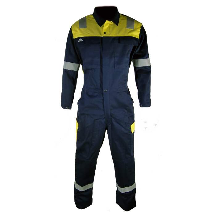 Bulldog Kjeledress – Flammehemmende, Komfortabel (Gul/blå, Størrelser 46-68), SBD-5215