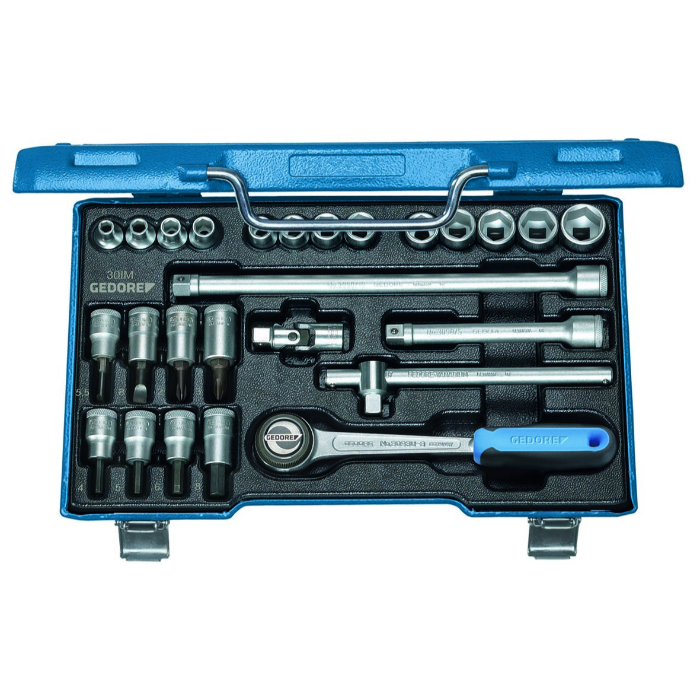 Gedore Blue Line, 30 IMU-10, 26-stk sokkelsett 3/8 tommer, sekskant IN-IS-PH, 1 sett, SGD-6229740