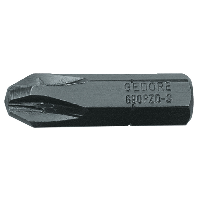 Gedore Blue Line 690 PZD skrutrekkerbitsett, 10 Stykk, 1/4 tommer PZ 1-3 L/S, SGD-258
