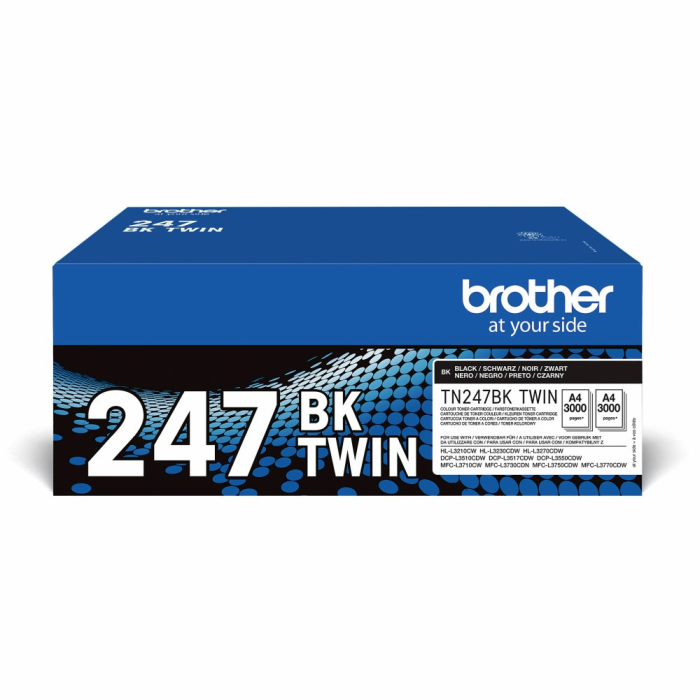 Brother TN247K TWIN-pack Tonere – Høy kapasitet (BROTN247BKTWIN, 1 Eske)