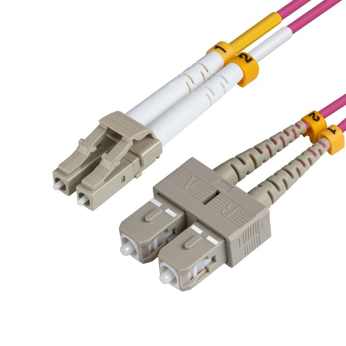 MicroConnect optisk fiberkabel, LC-SC, multimodus dupleks, OM4 (Erica Violet), 0,5-30m, 1 Stykk, SEN-174