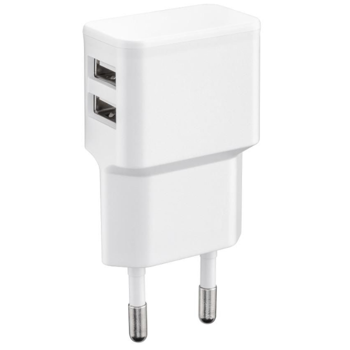 MicroConnect Universal USB-ladersett, 1-2 porter, 2,4A, Hvit, 1 Stykk, SEN-520