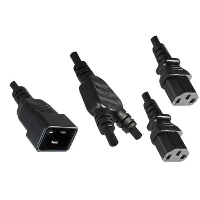 MicroConnect forlengelsessplitkabel C14/C20 - 2 x C13, 0,6-2m, 1 Stykk, SEN-344