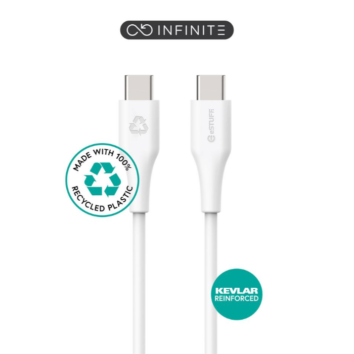 eSTUFF INFINITE Super Soft USB-C til USB-C-kabel - 100 % resirkulert PVC-fri plast (0,5m, 2m, 3m), 1 Stykk, SEN-021