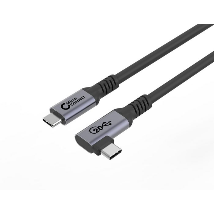 MicroConnect USB-C-kabel 0,25-5m, 100W, 20Gbps, USB 3.2 Gen 2x2, vinklet, 1 Stykk, SEN-559