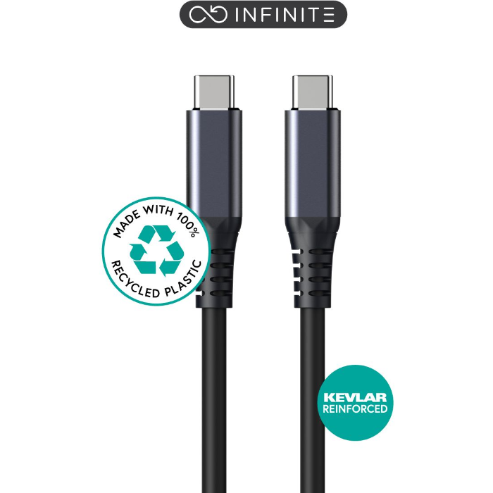 eSTUFF INFINITE Super Soft USB-C Kabelsamling | USB4 | 100 % resirkulert PVC-fri plast, 1 Stykk, SEN-002