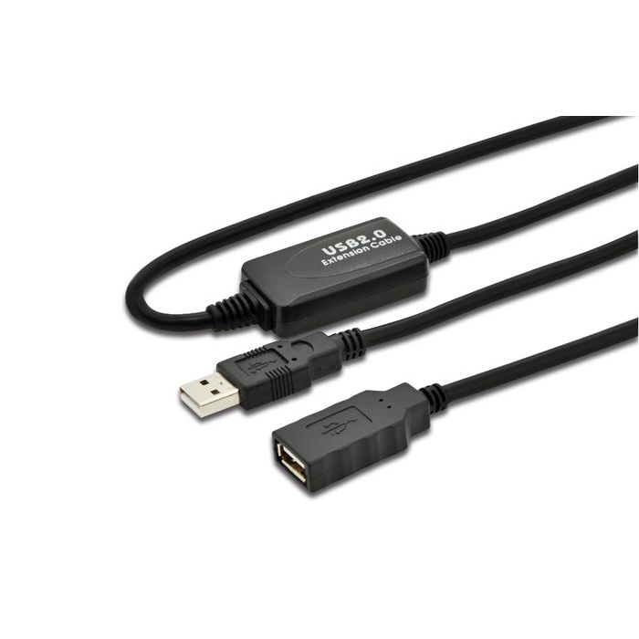 MicroConnect Aktiv USB 2.0 Forlengelseskabel med Integrert Booster, 5-25m, 1 Stykk, SEN-406