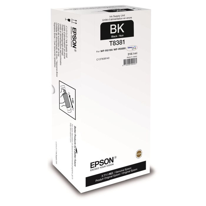 Epson Black XL Blekkpatron – Høy kapasitet, langvarig utskrift (EPSC13T838140, 1 Eske)