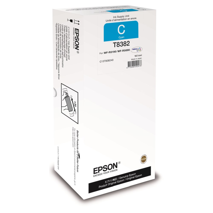 Epson Cyan XL Blekkpatron – Høy kapasitet, langvarig utskrift (EPSC13T838240, 1 Eske)