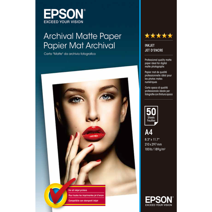 Epson Arkivpapir A4 – Høy kvalitet, langvarig (EPSS041342, 1 Eske)