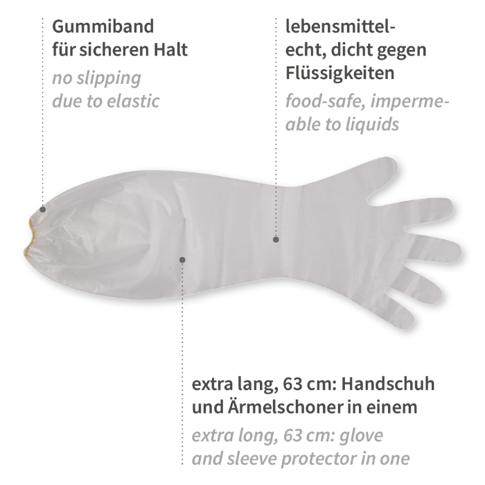 Hygostar CPE-hansker Grip Long med elastisk bånd, gjennomsiktig, 20 x 50 Stykk, SFM-263153