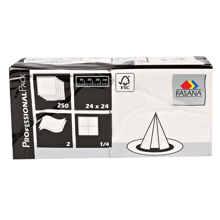 Franz Mensch Cocktailservietter 24 x 24 cm | 2-lags, FSC-sertifisert, hvit, 6 x 250 Stykk, SFM-305902