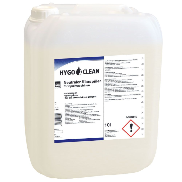 Hygoclean Neutral skyllemiddel for oppvaskmaskiner, gjennomsiktig, 1 x 1 Stykk, SFM-31681