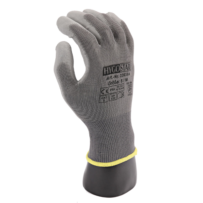 Hygostar Finstrikkede hansker Black Ace | PU-belegg, 10 x 12 par, SFM-0106P