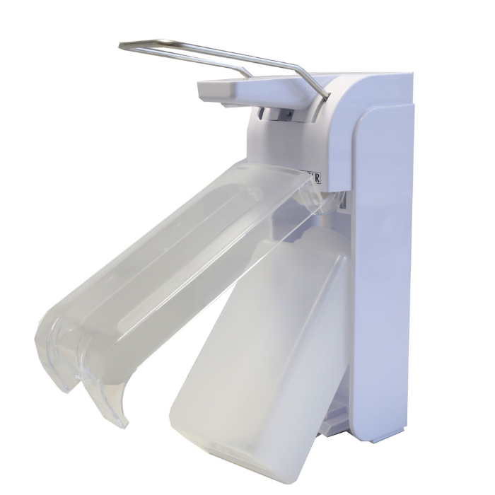 Hygoclean Euro-dispenser "Universal" med armstang | Plast, rustfritt stål, hvit, 1 x 1 Stykk, SFM-88841