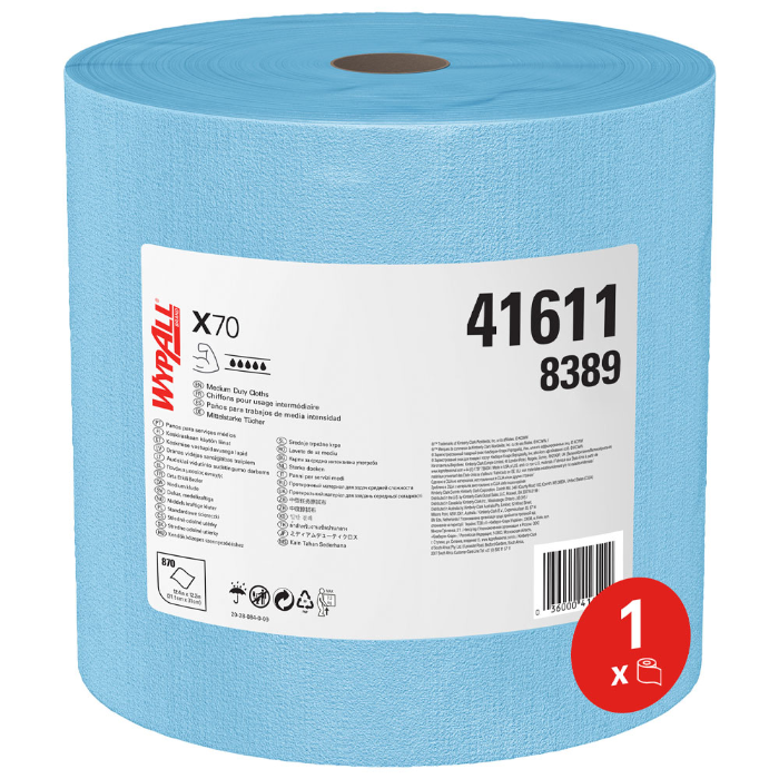 Kimberly Clark WypAll X70 blå vindusviskere 8389, 1-lags, rull, blå, 1 x 1 rull, SFM-TK8389
