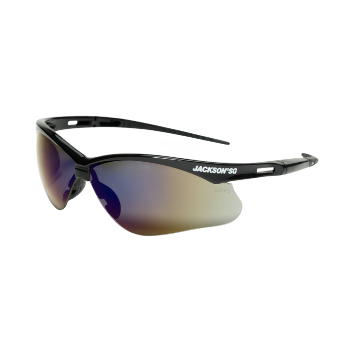 Jackson Safety SG-briller 50009, svart, blå speilglass, 12 deler, SJS-50009