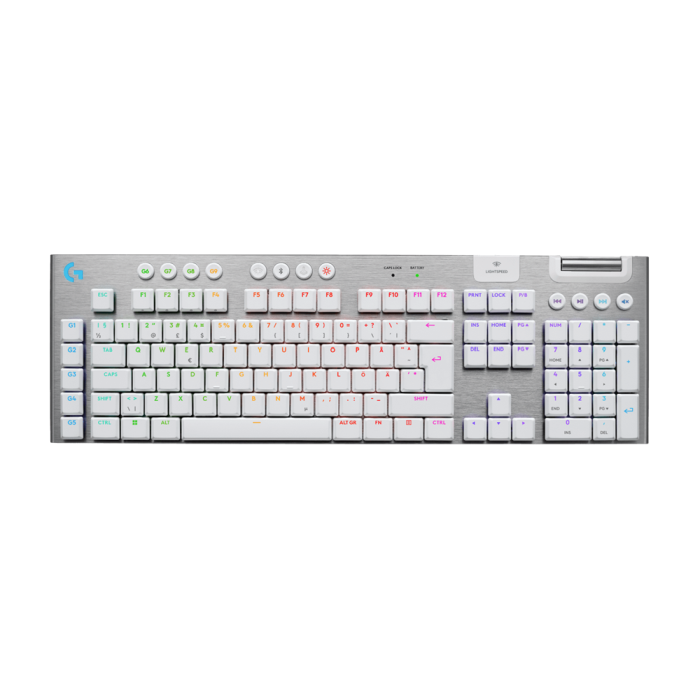 Logitech G915 X LIGHTSPEED Trådløst Gaming Tastatur - Klikkete & Taktile, Svart & Hvit (Nordisk), SDC-584