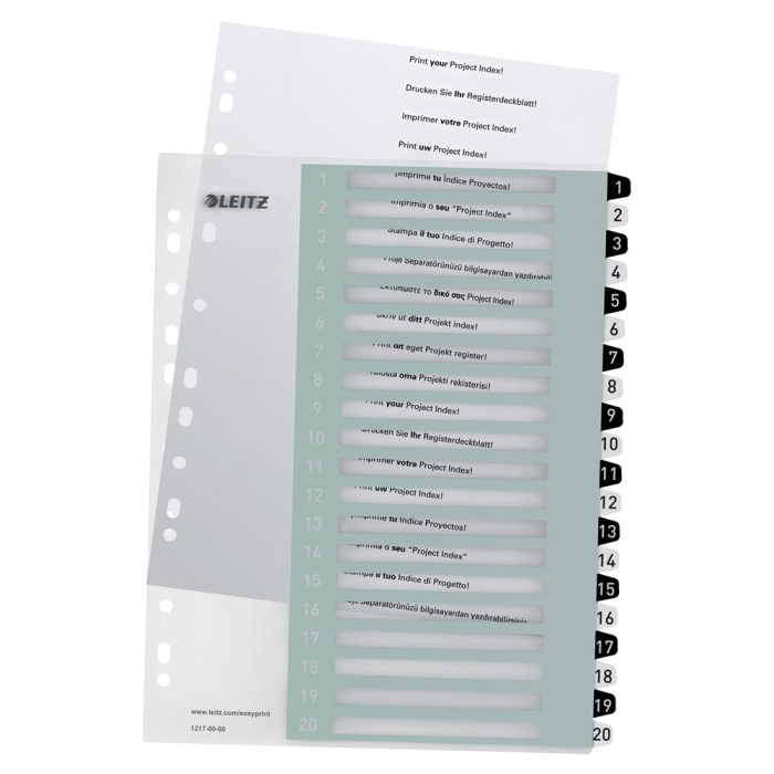 Leitz Registrer PP PC-utskrift A4+ 1-1X Hv/Sort, SDC-1143