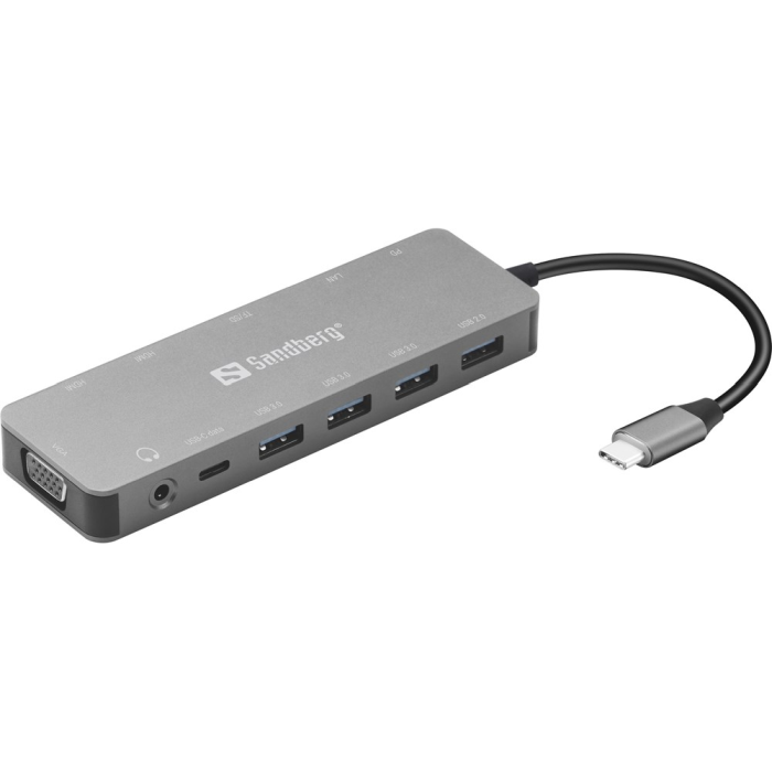 Sandberg USB-C 13-in-1 Travel Dock – Koble Alt Utstyret Ditt (SDG136-45, 1 Eske)