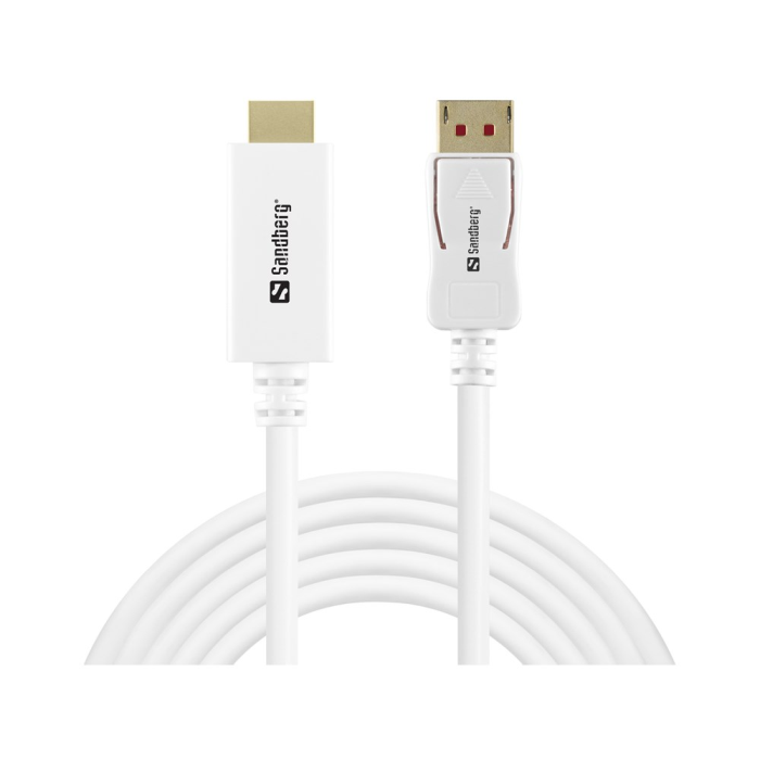 Sandberg DisplayPort 1.4-kabel, 2m, hvit, SDC-1130