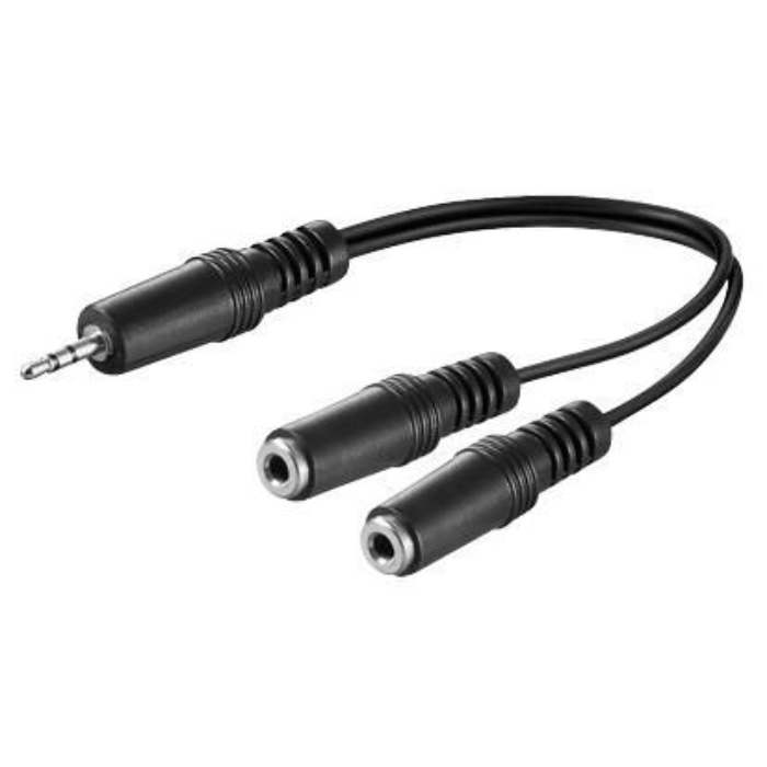 MicroConnect 3,5 mm Minijack Audio Y-adapterkabel; 3,5 mm jekk 1 x hann til 2 x hunn, 0,2 m, 1 Stykk, SEN-AUDLL02
