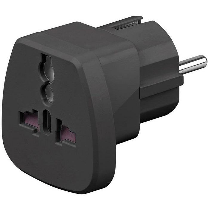 MicroConnect Universal adapter svart fungerer i Storbritannia, USA, Danmark, Sveits, Italia, 1 Stykk, SEN-PETRAVEL-B.
