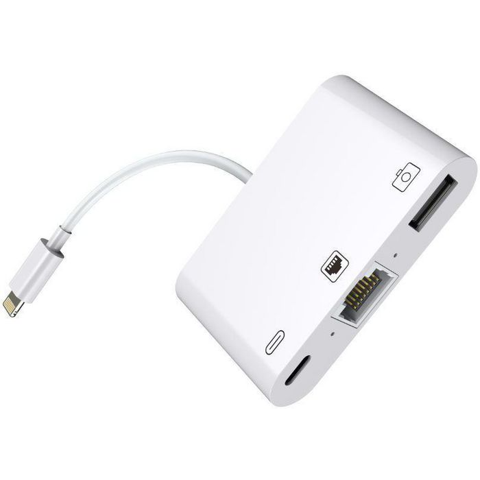 MicroConnect Lightning HUB - Lightning til RJ45 med USB & Lightning-port, 1 Stykk, SEN-W125648613
