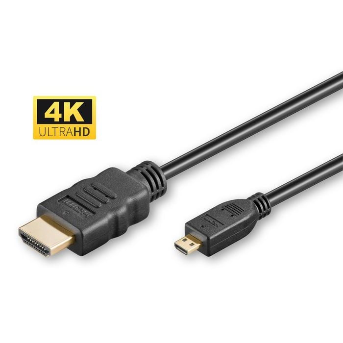 MicroConnect Høyhastighets HDMI 1,4 A til HDMI Micro D-kabel, med ethernet 2m, 1 Stykk, SEN-W127034646