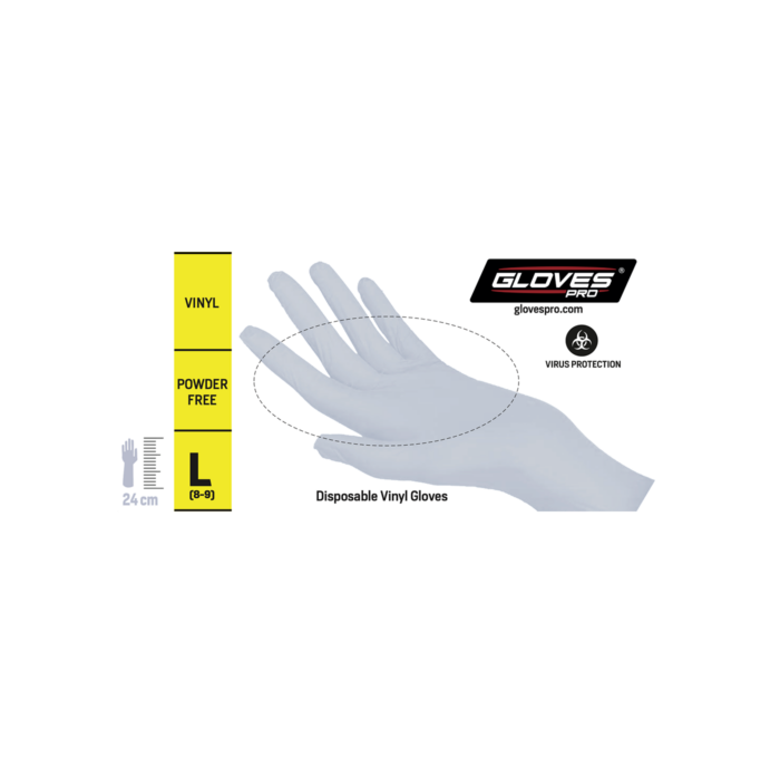 Gloves Pro Vinyl pulverfri engangshansker, 1000 Stykk, SGP-5863