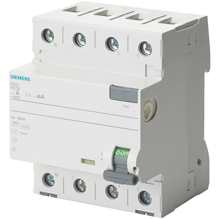 Siemens Jordfeilbryter typ A, 4-polig, 25A, 30mA, 400V, 1 Stykk, SKA-20118