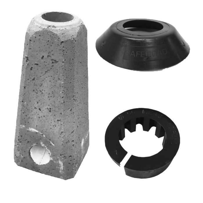 S-Line betongfundament 60/500mm med låseklips og tetningslokk egnet for 60mm stolperør, 1 stykke, SKA-80106