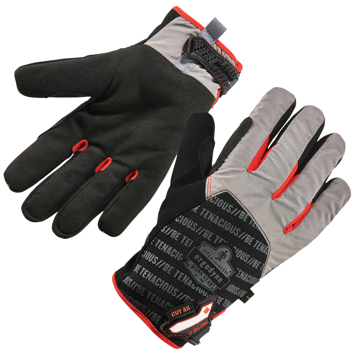 Ergodyne Proflex Hansker – Varmforet & Skjærebeskyttelse, 1 Par (L–2XL, Svart/Grå), SSK-351