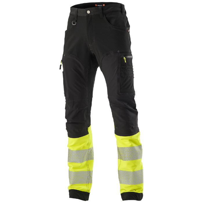 L.Brador Hi-Vis Bukser – Optimal Komfort, Svart/Gul (Størrelser 44–60, D84–D120), SSK-1014