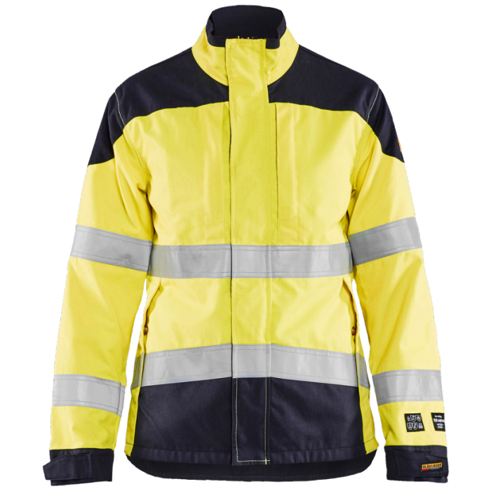 Blaklader Flammehemmende Jakke – Høy Slitestyrke (Dame, Gul/Marine, Størrelser: XS-3XL), 1 Stykk, SSK-B175