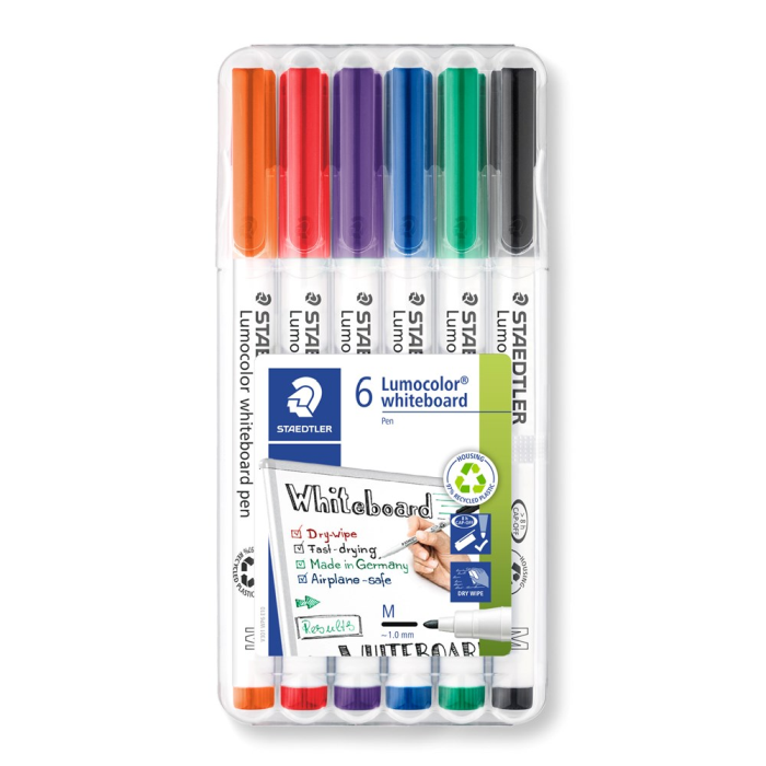 STAEDTLER Lumocolor 1mm Runde Whiteboard Markører - Assorterte Farger, SDC-481