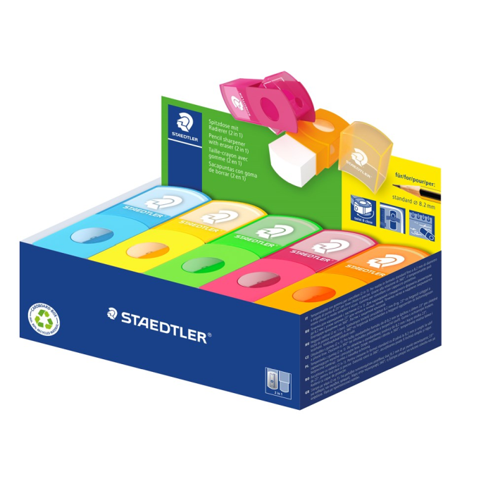 Staedtler Blyantspisser – 2-i-1 Funksjonalitet (STA511SE, 10 Eske)