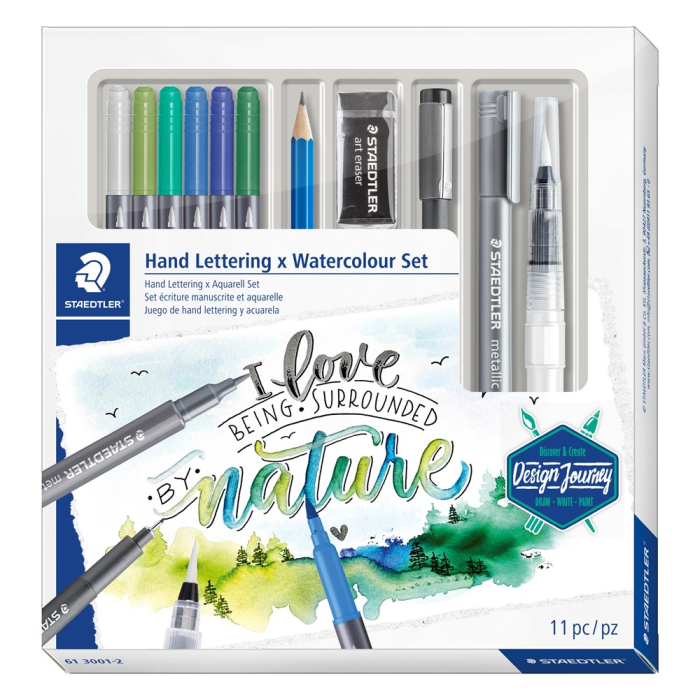 Staedtler Handlettering + Vandfarvesæt – Kreativ Håndskrift (STA6130012, 4 Eske)