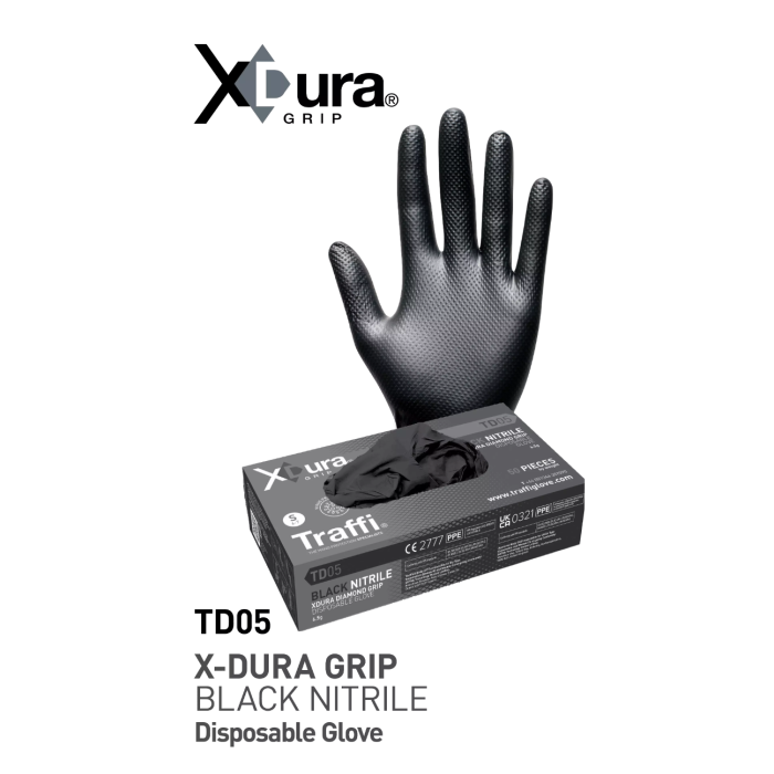 Traffi Diamond Engangs Nitril Hanske, 50 Stykk, STR-TD-05-06-07