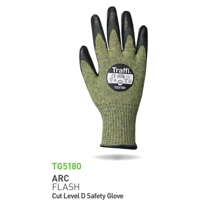 Traffi Cut D Neoprene Arc Flash Hanske, Grønn/Svart, 10 Par, STR-TG5180