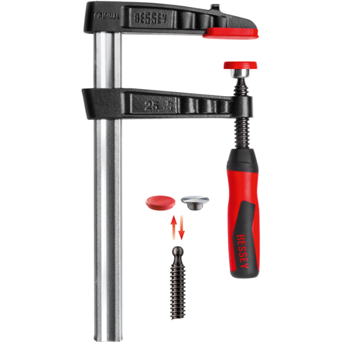 Bessey Skruklemme Sett med 2K Plasthåndtak, Sølv/Svart, Varierende Størrelser, SOH-B008