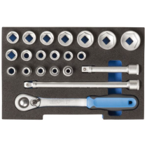 Gedore Blue Line Sokkelsett 1/2 tommer og 1/4 tommer i L-Boxx 136-modul, SGD-286