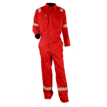 Bulldog Flammehemmende Kjeledress med Knapper, Rød, SBD-5009