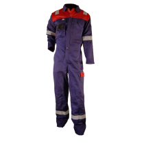 Bulldog Flammehemmende Kjeledress med Knapper, Blå/Rød, SBD-5011