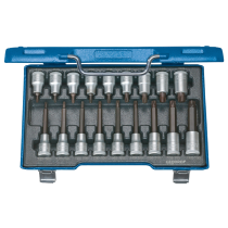 Gedore Blue Line, ITX 19 LKP, 18-stk skrutrekkerbitsokkelsett, 1/2 tomme, Torx T20-60, 1 sett, SGD-6138510