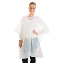 Hygostar Rain ponchoer med hette | PE, Hvit, 20 x 10 Stykk, SFM-273340