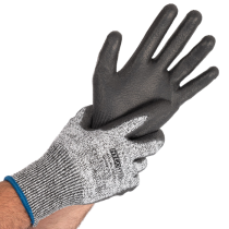Hygostar Cut beskyttelseshansker Cut Safe | PU-belegg, grå-svart, 10 x 10 par, SFM-33619