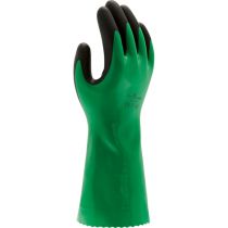 Showa 379 Nitrilfoam kjemikaliebestandige hansker, Grønn/Svart, Størrelse 8/M, 1 par, SSS-1205-8/M