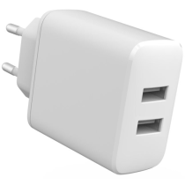 eSTUFF Hjemmelader 2xUSB 4,8A, 24W, EU Plugg - Hvit, 1 Stykk, SEN-ES635005